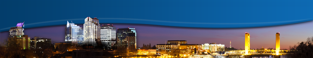 Skyline view of Sacramento at night